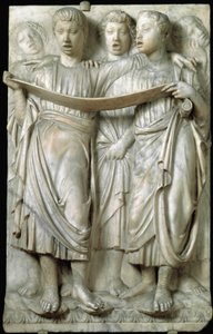 La cantoria eller barn som synger i kor - Marmorrelieff, av Luca della Robbia (ca. 1400-1482), Quattrocento