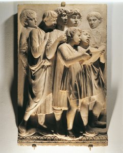 Laudate Eum en choro (Salme 150, Laudate Dominum), panel med syngende barn av Luca Della Robbia