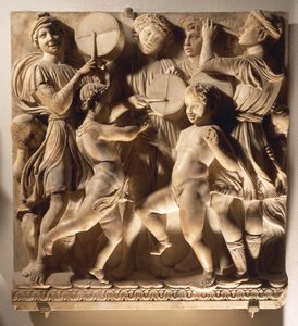 Lov ham i pauk (Salme 150, Lov Herren), panel med trommeslagere av Luca Della Robbia