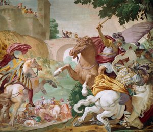 Life of Antenor, detalj av syklusen av fresker av Luca Ferrari (1605-1654), sentralhallen til Villa Selvatico, Battaglia Terme, Veneto, Italia