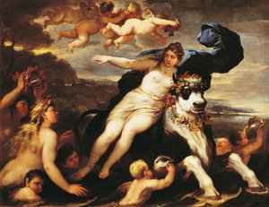 Adduksjon av Europa, av Luca Giordano (1634-1705), olje på lerret av Luca Giordano
