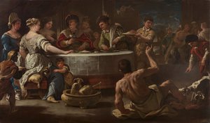 Dykk og Lasarus, 1680. av Luca Giordano