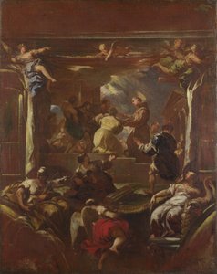 Saint Anthony of Padua gjenoppretter foten til en mann, før 1700. av Luca Giordano