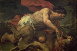 Samson og løven av Luca Giordano