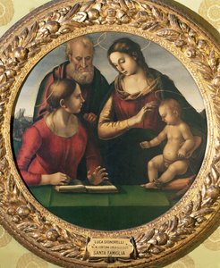Hellig familie med St. Catherine av Luca Signorelli