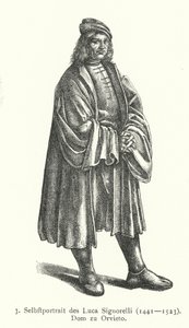 Selvportrett av den italienske renessansekunstneren Luca Signorelli (gravering) av Luca Signorelli