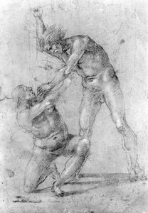 Studie for massakren på de uskyldige (kritt på papir) av Luca Signorelli