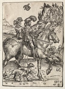 En gentleman og en dame på jakt av Lucas Cranach