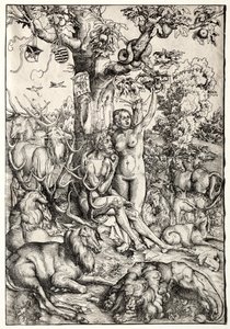 Adam og Eva i paradis av Lucas Cranach
