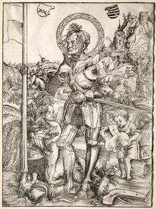 Saint George stående av Lucas Cranach