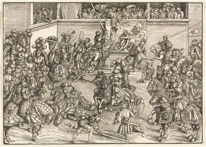 Den andre turneringen med teppet til Sampson og løven av Lucas Cranach