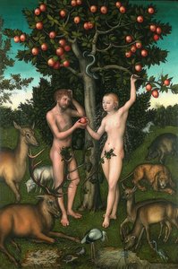 Adam og Eva. 1526 av Lucas Cranach the Elder