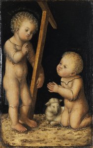 Kristus og døperen Johannes som barn av Lucas Cranach the Elder