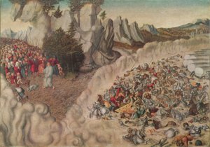 Engelsk: Faraos hærer oppslukt av Rødehavet av Lucas Cranach the Elder
