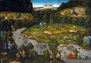 Rettsjakt nær Hartenfels slott (Torgau i Sachsen) av Lucas Cranach the Elder