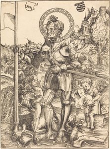 Saint George stående, med to engler av Lucas Cranach the Elder