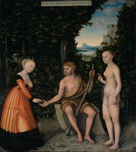 Valget av Herakles fra Herkules arbeid av Lucas Cranach the Elder