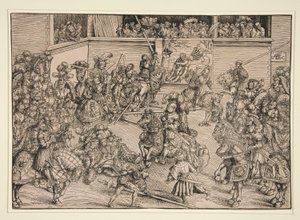 Den andre turneringen (med teppet til Samson og løven) av Lucas Cranach the Elder