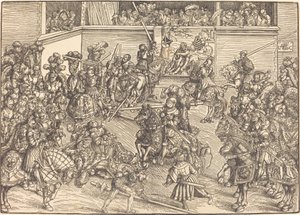 Den andre turneringen med teppet til Samson og løven av Lucas Cranach the Elder