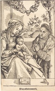 Jomfruen og barnet tilbedt av Frederic the Wise av Sachsen av Lucas Cranach the Elder