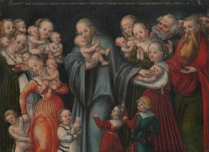 Kristus velsigner barna, ca. 1545-50. av Lucas Cranach the Younger