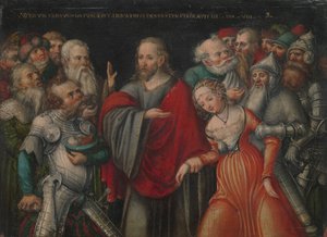 Kristus og horkvinnen, ca. 1545-50. av Lucas Cranach the Younger