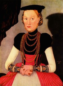 Kvinnelig portrett / Portrett av en kvinne (en Hoffmann av fødsel fra Leipzig) av Lucas Cranach the Younger