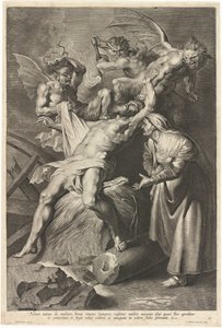 Job plaget av demoner og misbrukt av sin kone av Lucas Emil Vorsterman after Sir Peter Paul Rubens
