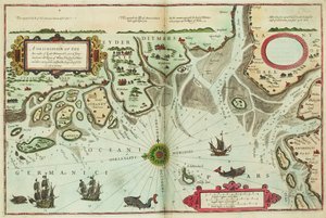 En beskrivelse av kystlinjene til Eyder-Ditmers og en del av Jeverland med elvene Weser, Elve, Eyder, Hever og andre inngående sand- og sandsnøder, som ligger langs Tysklands kyst.