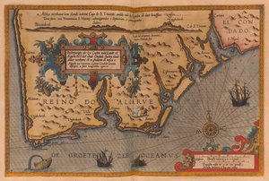 Overdimensjonert atlas med tittelen #39;Speculum nauticum super navigatione maris occidentalis confectu, continens omnes oras maritimas Gauliae, Hispaniae og praecipuarum partium Angliae#39;., ca. 1591 (tegning)