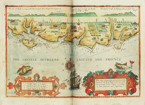 Englands kyster mellom Isle of Wight og Dover, med de viktigste havnene i henhold til deres beliggenhet og utseende, ca. 1588 (kart)