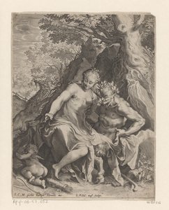 Nymfe på kneet til en satyr av Lucas Kilian
