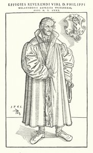 Philipp Melanchthon , tysk protestantisk reformator (gravering) av Lucas The Younger (after) Cranach
