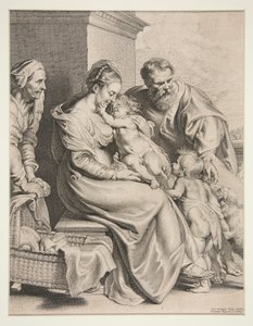 Hellig familie med St. John av Lucas Vorsterman the Elder