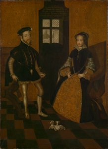 Maria I av England og Filip II av Spania (olje på lerret) av Lucas de (after) Heere