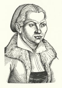 Katharina von Bora, kone til den tyske protestantiske reformatoren Martin Luther (gravering)