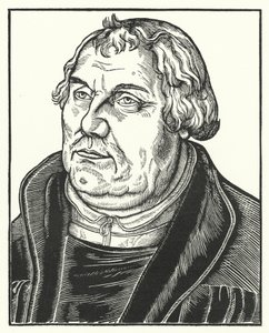Portrett av den tyske protestantiske reformatoren Martin Luther senere i livet (gravering)