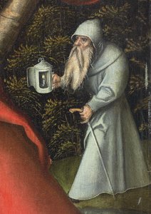 Saint Christopher bærer Kristusbarnet (olje på panel)