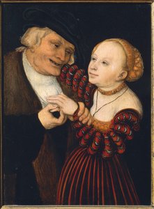Østerrike, Wien, Den gamle mannen og den unge kvinnen, ca. 1530 (olje på lerret) av Lucas the Elder Cranach