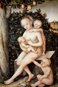 Charite. Maleri av Lucas Cranach den eldre (1472-1553). Olje på tre, ca 1537, renessanse. Royal Museum of Fine Arts i Antwerpen (Belgia). av Lucas the Elder Cranach