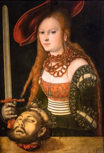 Judith med Holofernes#39; hode, ca. 1530 (Tempera og olje på tre (lind)) av Lucas the Elder Cranach