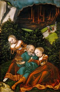 Loth et ses filles - Lot og hans døtre - Lucas Cranach, den eldste (1472-1553). Olje på tre av Lucas the Elder Cranach