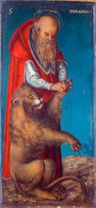 ""Saint Jerome"" Maleri av Lucas Cranach den eldre (1472-1553) - 1515 - Olje på tre Dim 24,5x11,5 cm kunsthistorisk museum, Wien av Lucas the Elder Cranach