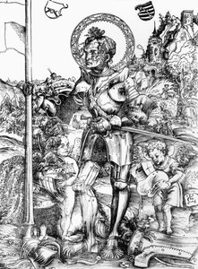 St. George (tresnitt) (s/hvitt-bilde) av Lucas the Elder Cranach