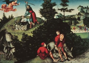 The Sacrifice of Isaac (olje på panel) av Lucas the Elder Cranach