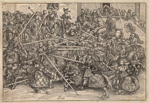 Tournoi - Turnering - Cranach, Lucas, den eldste (1472-1553) - 1509 - Tresnitt - 29,5x42,5 - Privat samling av Lucas the Elder Cranach