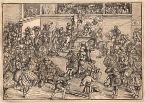 Tournoi - Turnering - Cranach, Lucas, den eldste (1472-1553) - 1509 - Tresnitt - 29,8x42,7 - Privat samling av Lucas the Elder Cranach