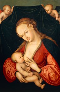 Jomfru Maria dier Jesus av Lucas the Elder Cranach