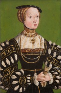 Elizabeth av Østerrike (1526–1545), ca. 1551 (olje på kobber) av Lucas the Younger (school of) Cranach