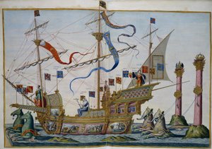 Begravelsesprosesjon i Brussel i anledning av keiser Karl Vs død. Blad 5 par Doetecum, Lucas, van (ca. 1530-c. 1584) av Lucas van Doetechum